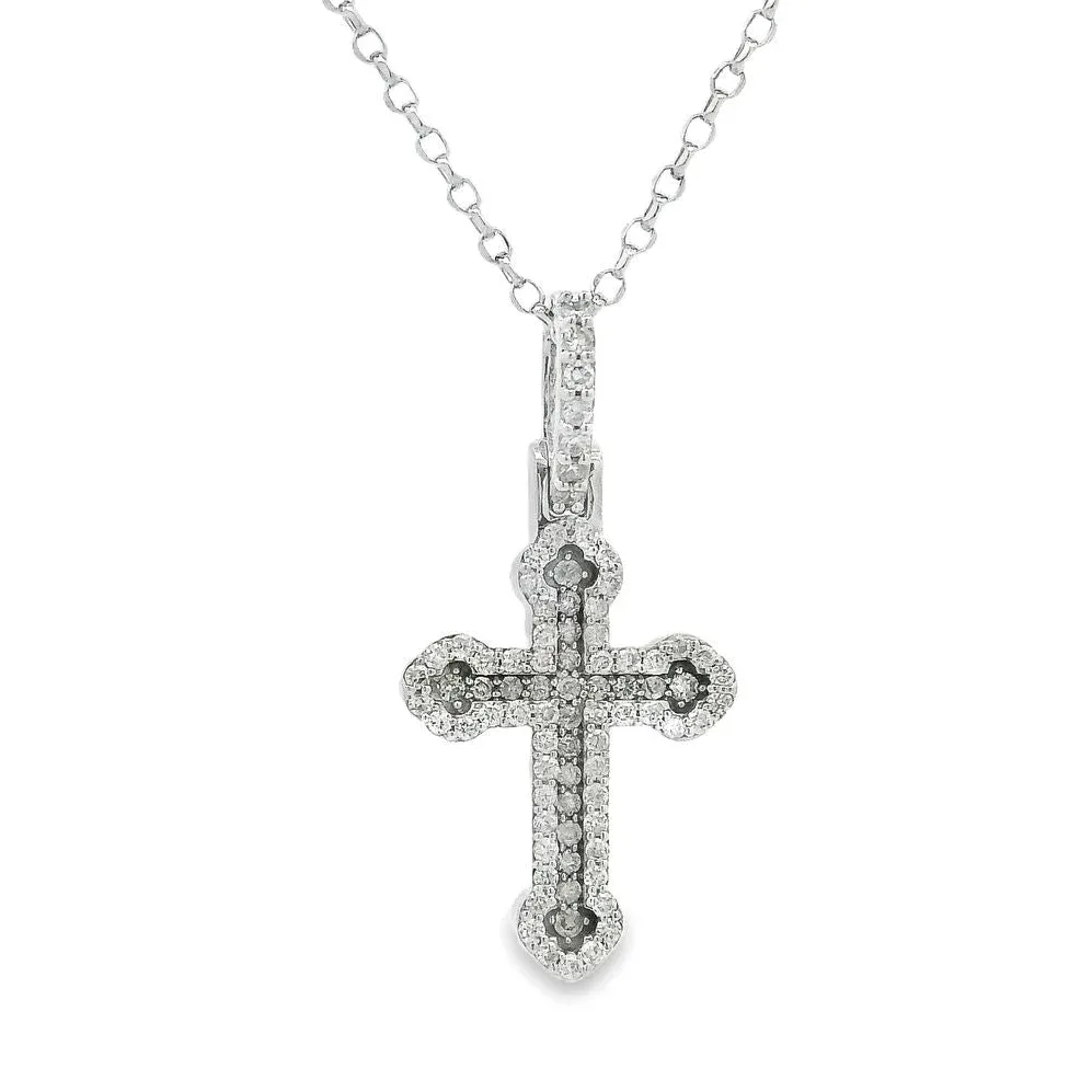 ANNA - LSM Small Diamond Cross Pendant Set 70874 in White Gold / 18 Inches – Pendant Set