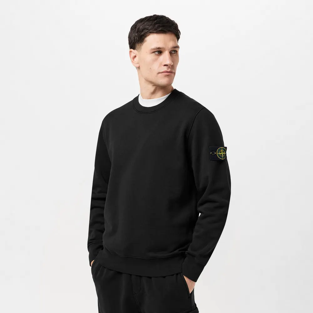 Stone Island Men's Logo Lightweight Cotton Fleece Jumper detail 3