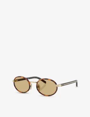 PRADA PR B56S Round-Frame Tortoiseshell Metal Sunglasses detail 2