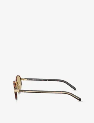PRADA PR B56S Round-Frame Tortoiseshell Metal Sunglasses detail 3