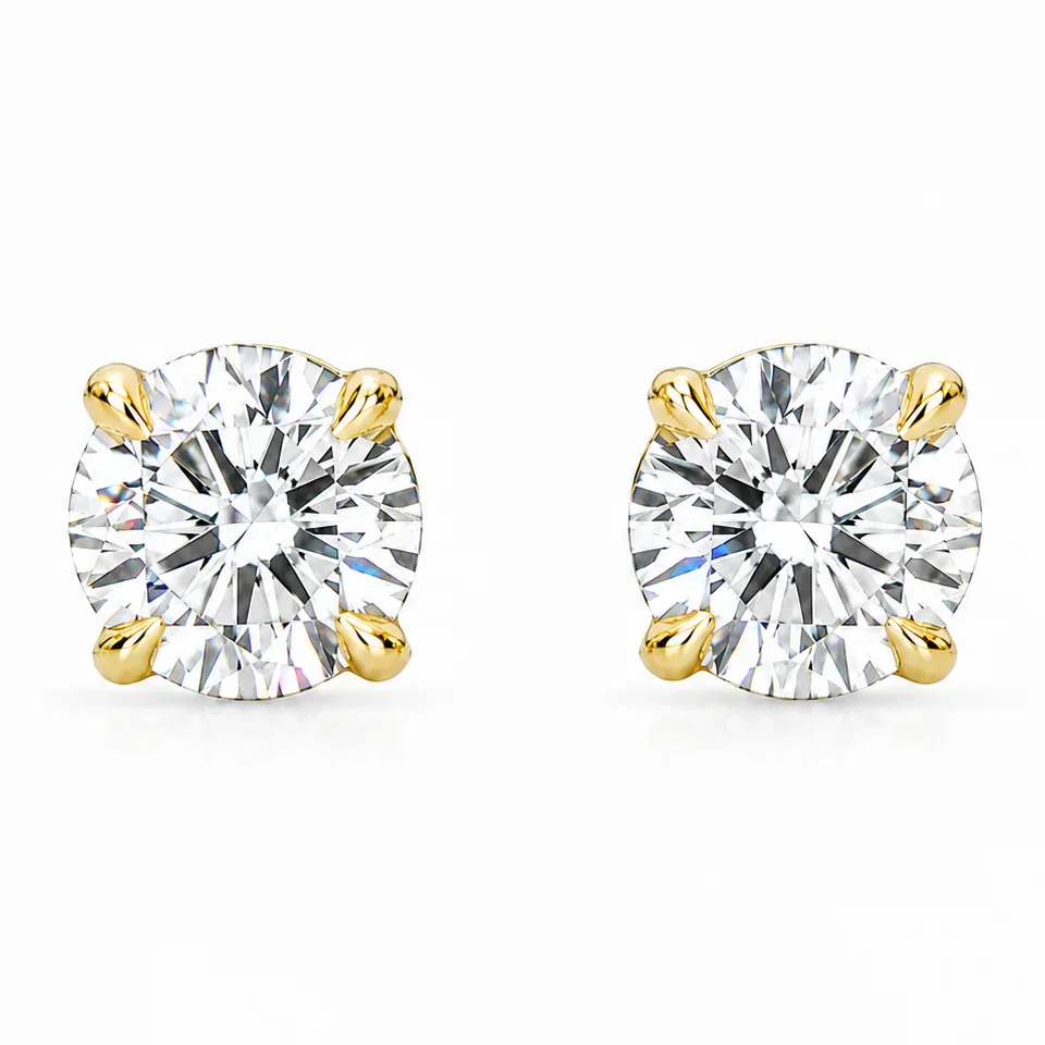 RINA - For Him FACTORY Classic Diamond Stud Earrings 11261 in Yellow Gold – Earrings