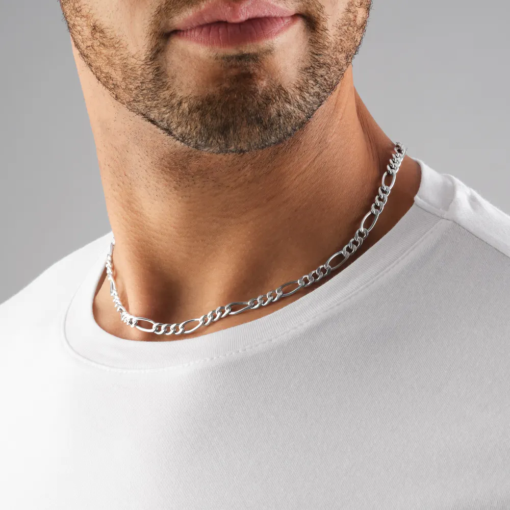 For Him Sterling Silver 5.6mm Figaro Chain detail 2