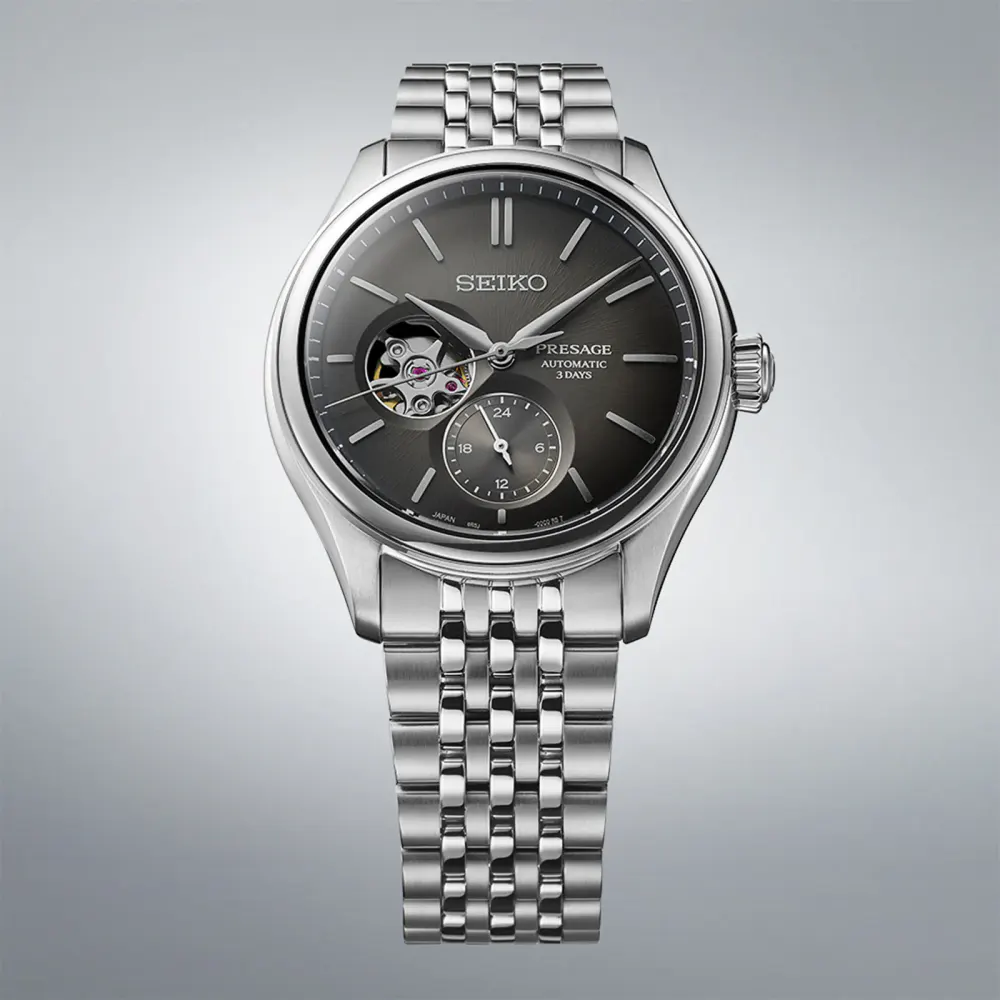 Seiko Presage Presage Classic Series 'Sumi-iro' Open Heart 40mm Mens Watch Black in Black, additional product view 2