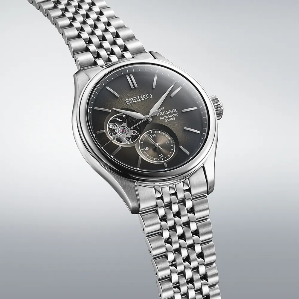 Seiko Presage Presage Classic Series 'Sumi-iro' Open Heart 40mm Mens Watch Black in Black, additional product view 3