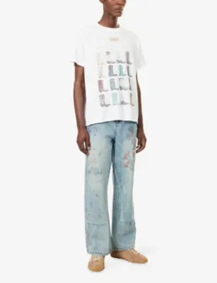 FOUND Hand Art Relaxed-Fit Denim Jeans in Light Vintage Blue, additional product view 2