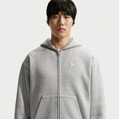 Nike Solo Fleece Men's Full-Zip Hoodie - Dark Grey Heather/Sail
