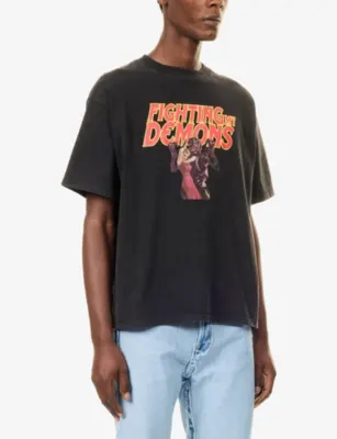 NOT BORING Fighting My Demons Graphic-Print Cotton T-Shirt detail 3