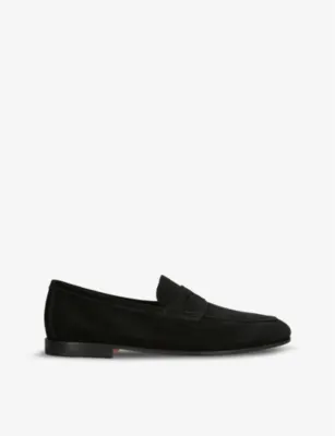 SANTONI Carlos suede penny loafers - EUR 44 / 10 UK MEN in BLACK – Mens | Loafers