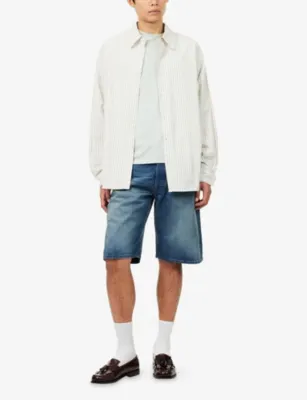 NUDIE JEANS Zeb Mid-Rise Denim Shorts in Blue Painter, additional product view 2