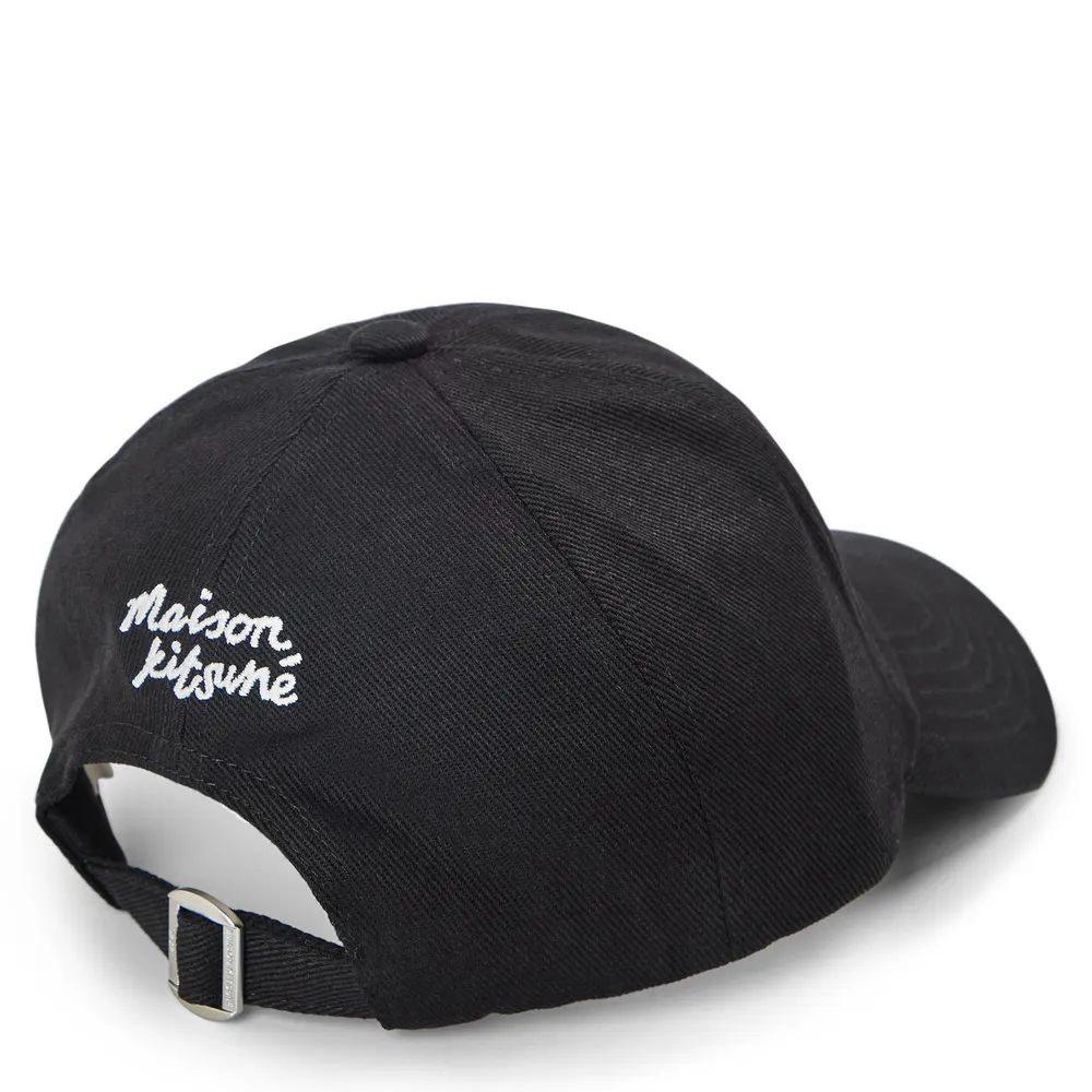 Maison Kitsune Men's Double Fox Baseball Cap in Anthracite, additional product view 2