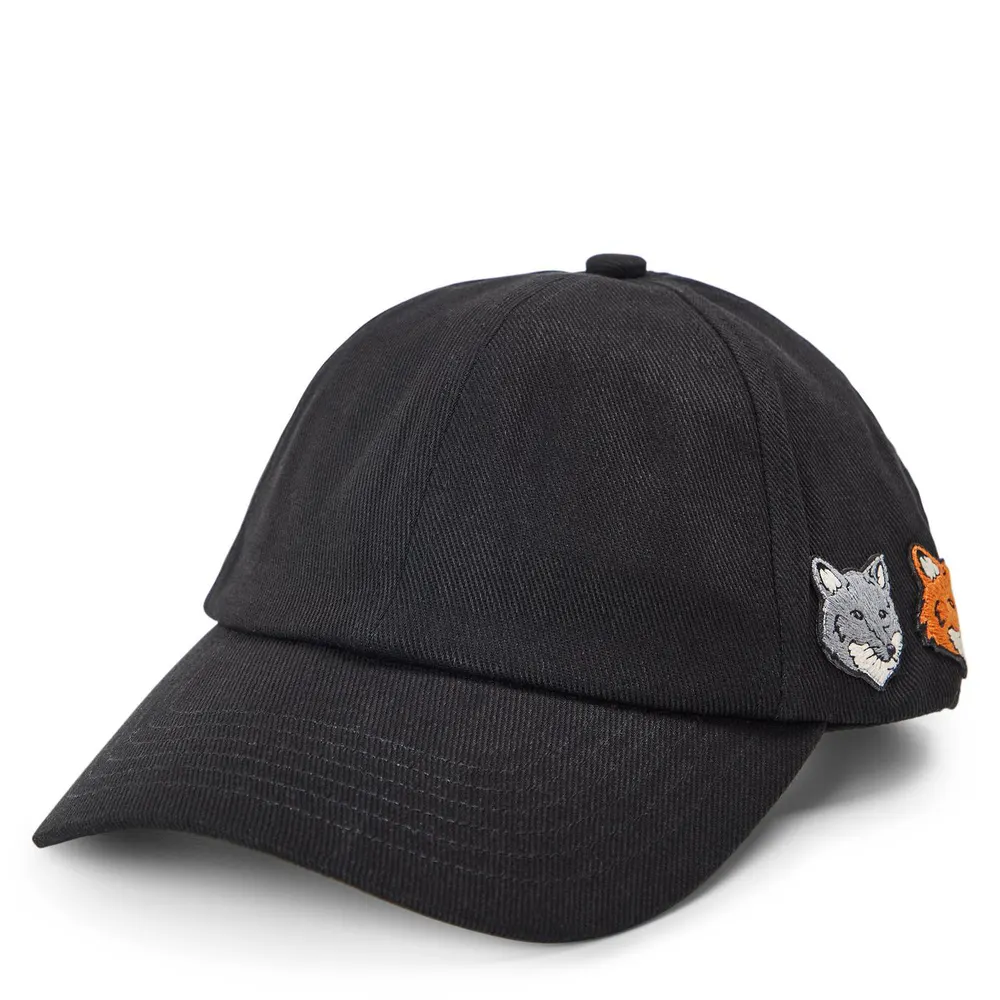 Maison Kitsune Men's Double Fox Baseball Cap in Anthracite – Accessories