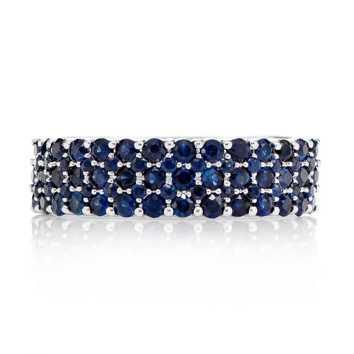 For Him Three Row Sapphire Band Diamond Ring in White Gold / Lab Grown Diamond – Ring