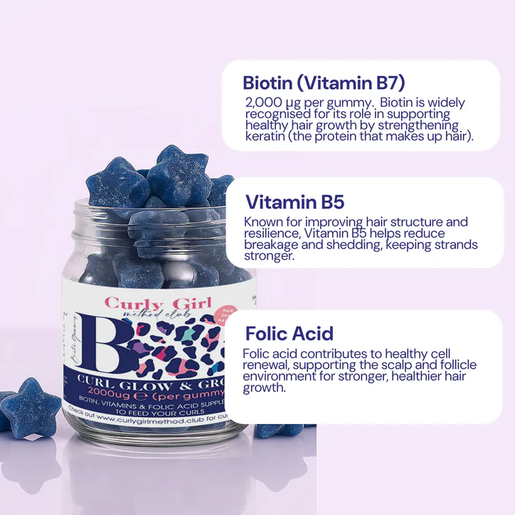 Curly Girl Method Club Grow + Glow Hair Vitamins - Biotin+ Gummies, additional product view 3