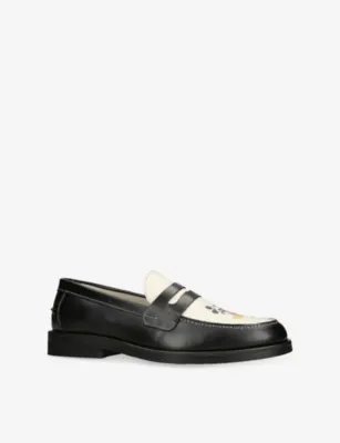 DUKE & DEXTER Disney Micky Mouse Wilde Kiss Leather Loafers - EUR 44 / 10 UK MEN in BLK/WHITE, additional product view 3