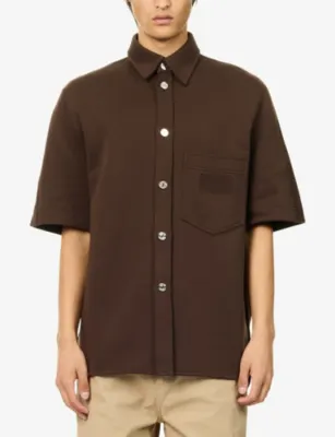 GIVENCHY Embroidered-Logo Short-Sleeve Cotton-Blend Shirt detail 3