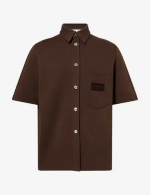 GIVENCHY Embroidered-Logo Short-Sleeve Cotton-Blend Shirt