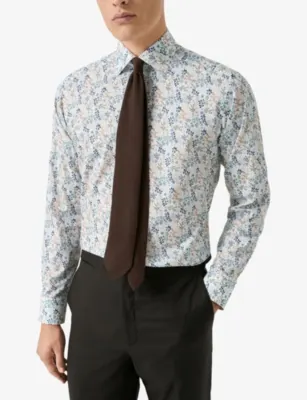 ETON Floral-Print Contemporary-Fit Cotton-Twill Shirt detail 2