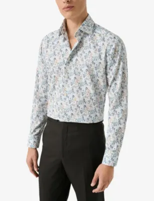 ETON Floral-Print Contemporary-Fit Cotton-Twill Shirt detail 3