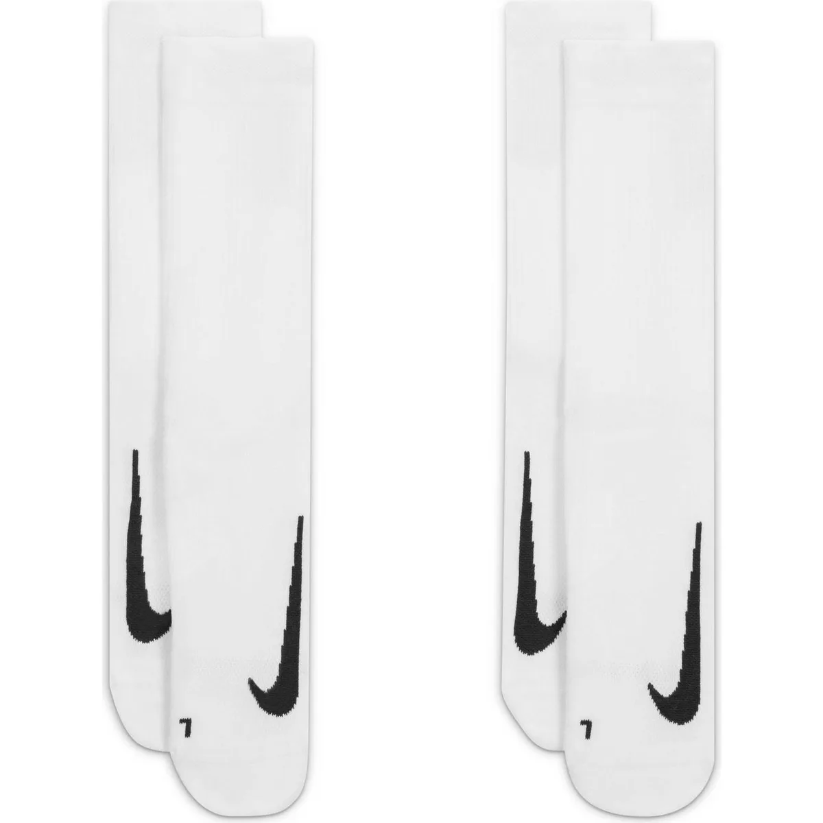 For Him Nike Multiplier Crew Running Socks 2 Pack Unisex Adults in White/Black, additional product view 3