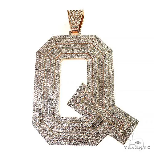 RINA - For Him CUSTOM CVD Emerald Diamond Initial Pendant -XXL- Lab 69327 in Rose Gold – Pendant