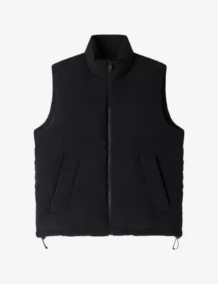SANDRO Zipped Funnel-Neck Stretch-Woven Gilet - Taupe / kaki