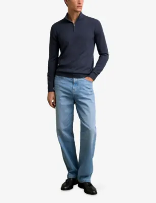 REISS Blackhall Half-Zip Long-Sleeve Merino-Wool Jumper detail 2