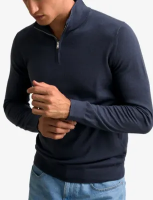 REISS Blackhall Half-Zip Long-Sleeve Merino-Wool Jumper detail 3