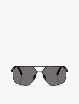 PRADA LINEA ROSSA PS A50S Polarised Irregular-Frame Metal Sunglasses