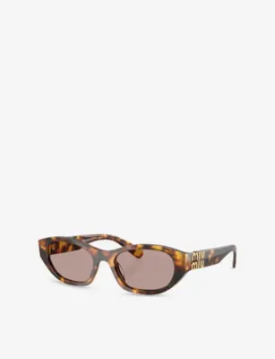 MIU MIU MU A03S Irregular-Frame Tortoise Acetate Sunglasses detail 2