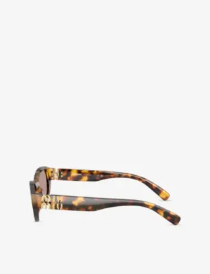 MIU MIU MU A03S Irregular-Frame Tortoise Acetate Sunglasses detail 3
