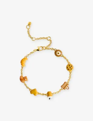 POUBEL Caramel 14ct Gold-Plated Vermeil Sterling-Silver Charm Bracelet - Beige