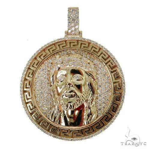 RINA - For Him CUSTOM Greek Motif Jesus Diamond Pendant [Medium] 67709 in Rose Gold – Pendant