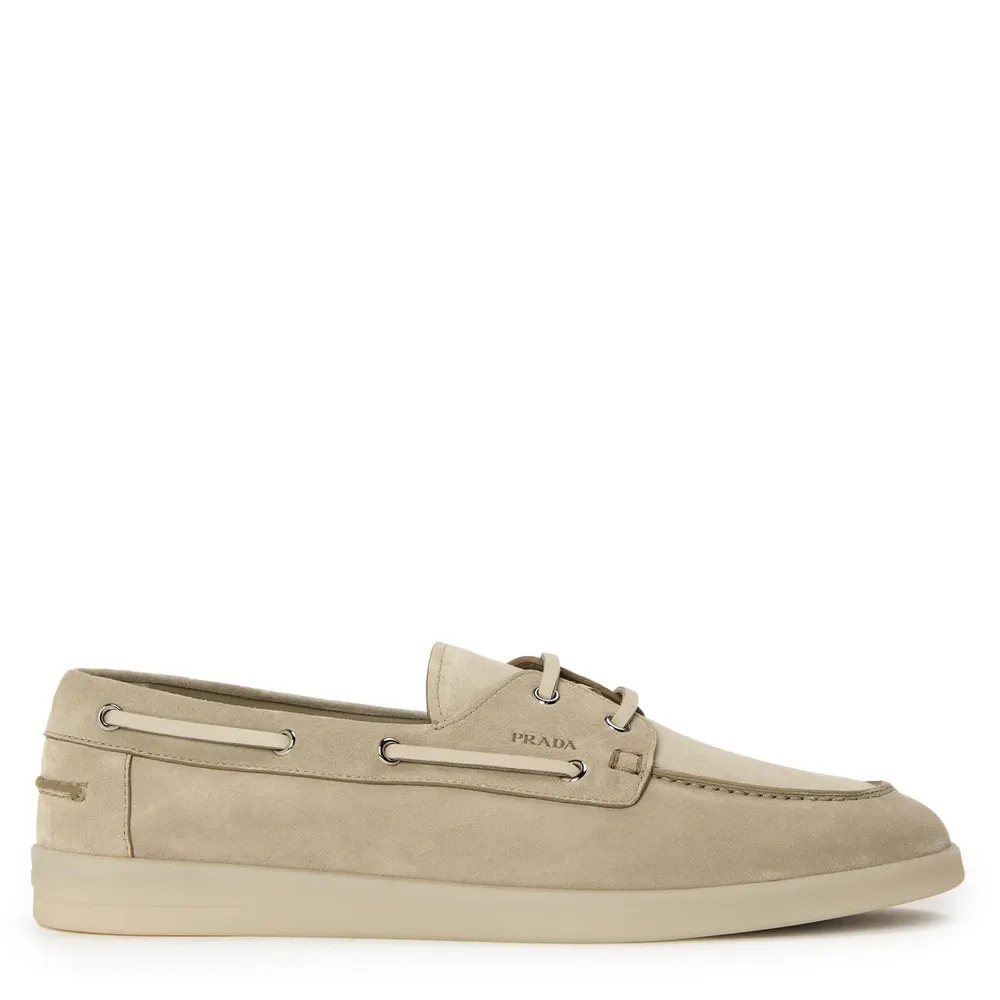 Prada Mens Boat Shoes in Deserto – Footwear