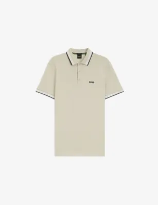 BOSS Paddy Brand-Embroidered Cotton-Piqué Polo Shirt - LIGHT/PASTEL PINK