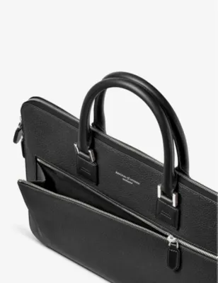 ASPINAL OF LONDON Mount Street grained-leather logo-embossed document case detail 3