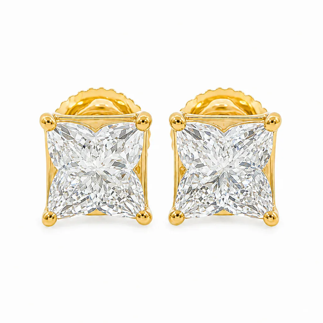 ANNA - DIAMOND DREAM 2 Ctw Clover-Cut Diamond Studs 70678 in Yellow Gold – Earrings
