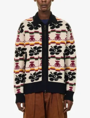 NICHOLAS DALEY Hibiscus Zip-Up Wool-Blend Cardigan detail 3