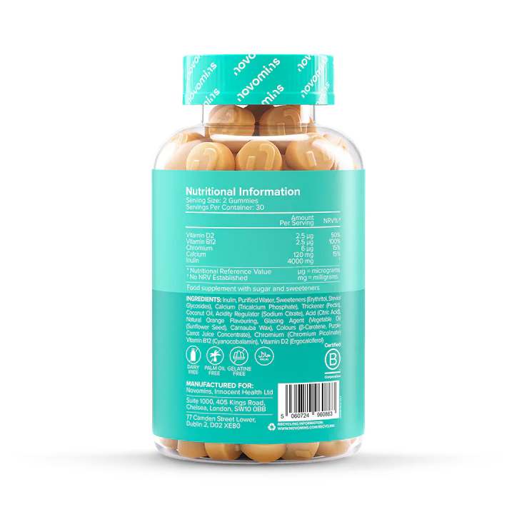 Novomins Fibre 4000mg Inulin Orange Flavoured 60 Gummies, additional product view 3