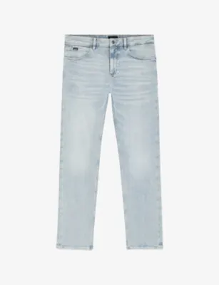 BOSS Faded Straight-Leg Jeans - Medium Blue - 34/32 in Medium Blue – Mens | Jeans | Straight Leg