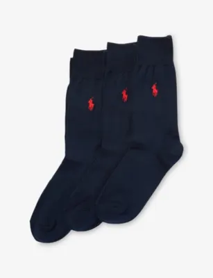 POLO RALPH LAUREN Brand-Embroidered Pack of Three Cotton-Blend Socks - 5.5-8