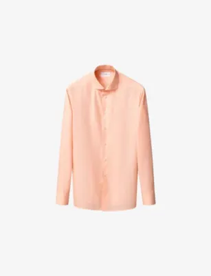 ETON End-on-End Breeze Slim-Fit Cotton-Poplin Shirt - ORANGE - 15.75 in ORANGE – Mens | Shirts | Casual Shirts | Long-sleeved