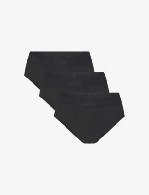 SKIMS Branded-waistband pack of three stretch-cotton briefs