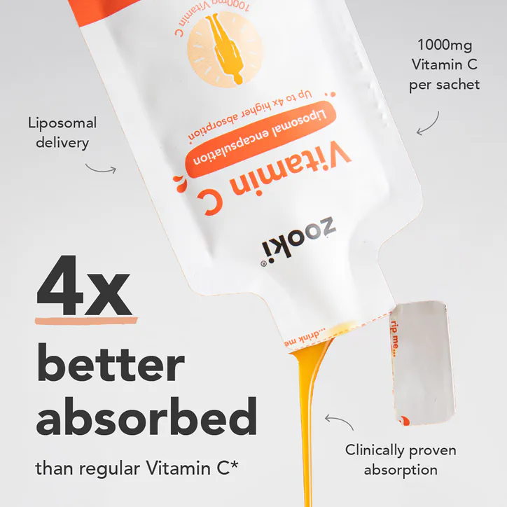 Zooki Liposomal Vitamin C 1000mg, Citrus Orange Flavour - 14 x 15ml Liquid Sachet, additional product view 2