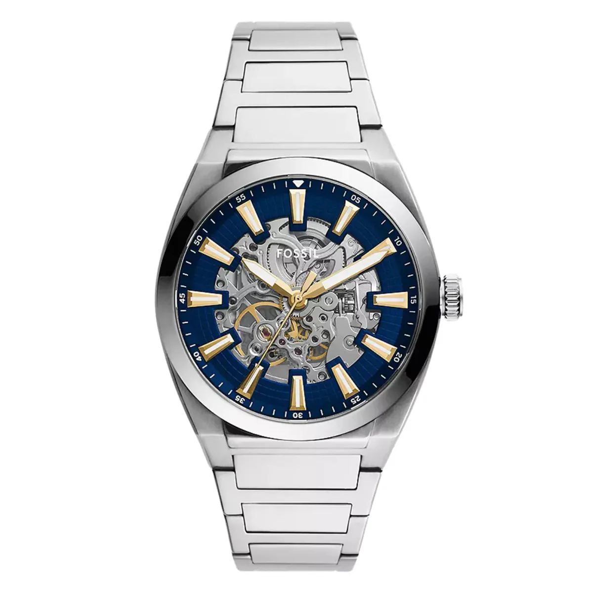Fossil Everett Stainless Steel Blue Dial Mens Watch