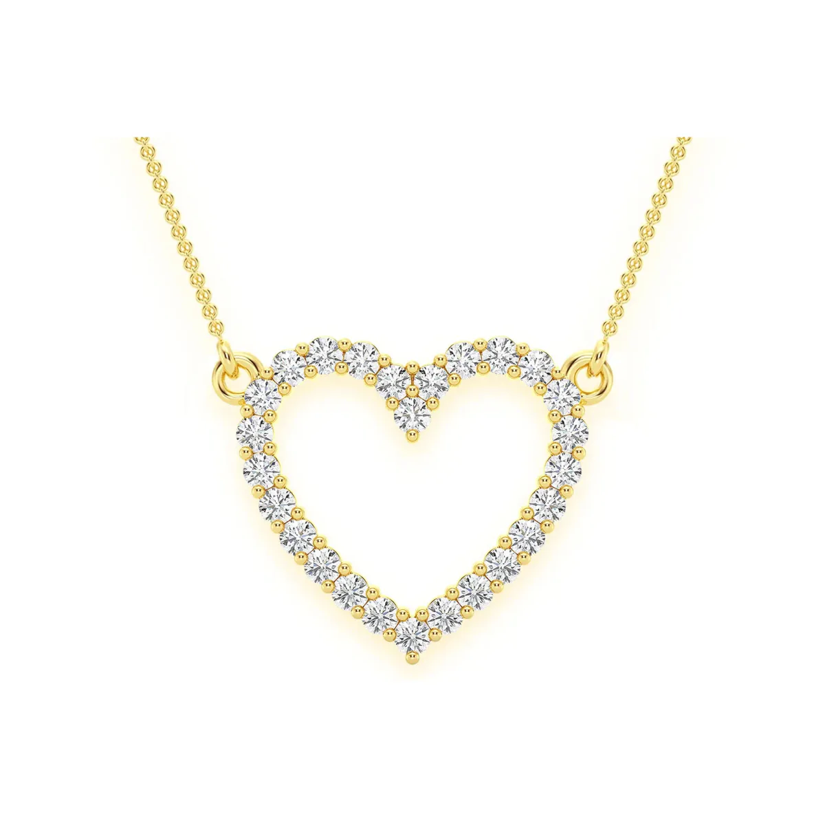 For Him Open Heart Diamond Necklace in Yellow Gold / 18" / Natural Diamond – Necklace