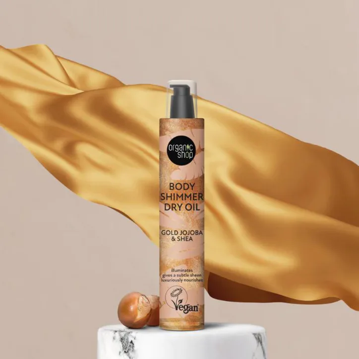 Organic Shop Body Shimmer Dry Oil Gold Jojoba & Shea 100ml detail 3