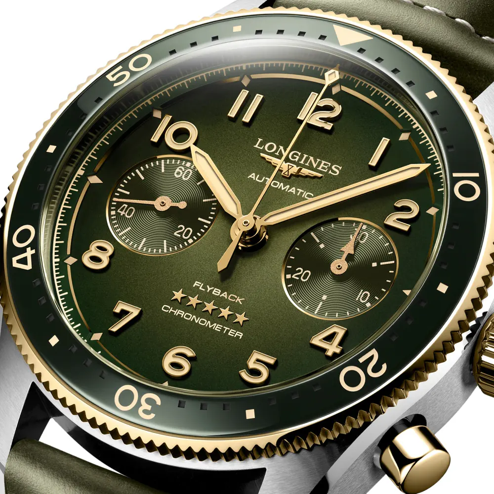 Longines Spirit Flyback 42mm Mens Watch Green detail 3