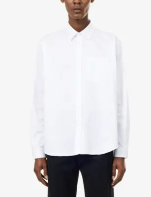 TOTEME Casual Pocket Cotton Shirt in WHITE, additional product view 3