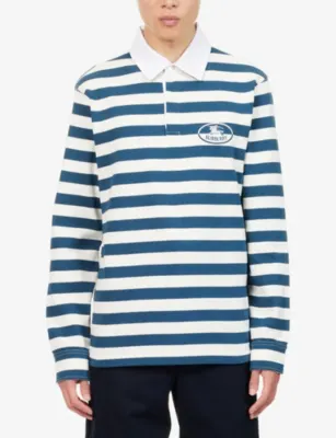 BURBERRY Rugby Stripe Long-Sleeve Cotton Polo Shirt detail 3