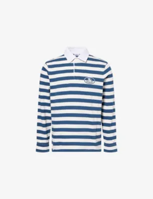 BURBERRY Rugby Stripe Long-Sleeve Cotton Polo Shirt